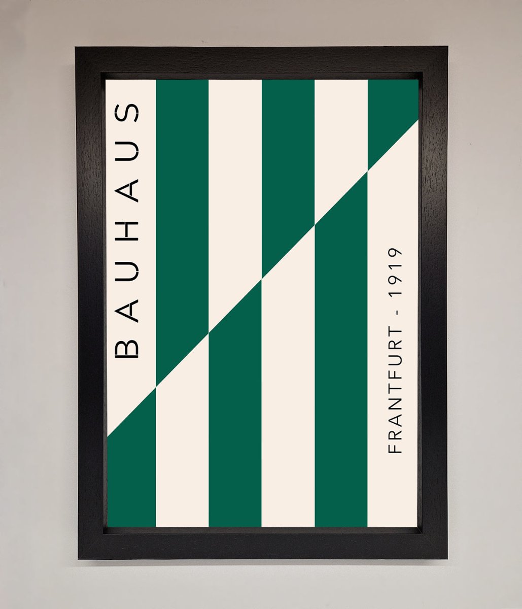 Green and White Bauhaus Framed Print