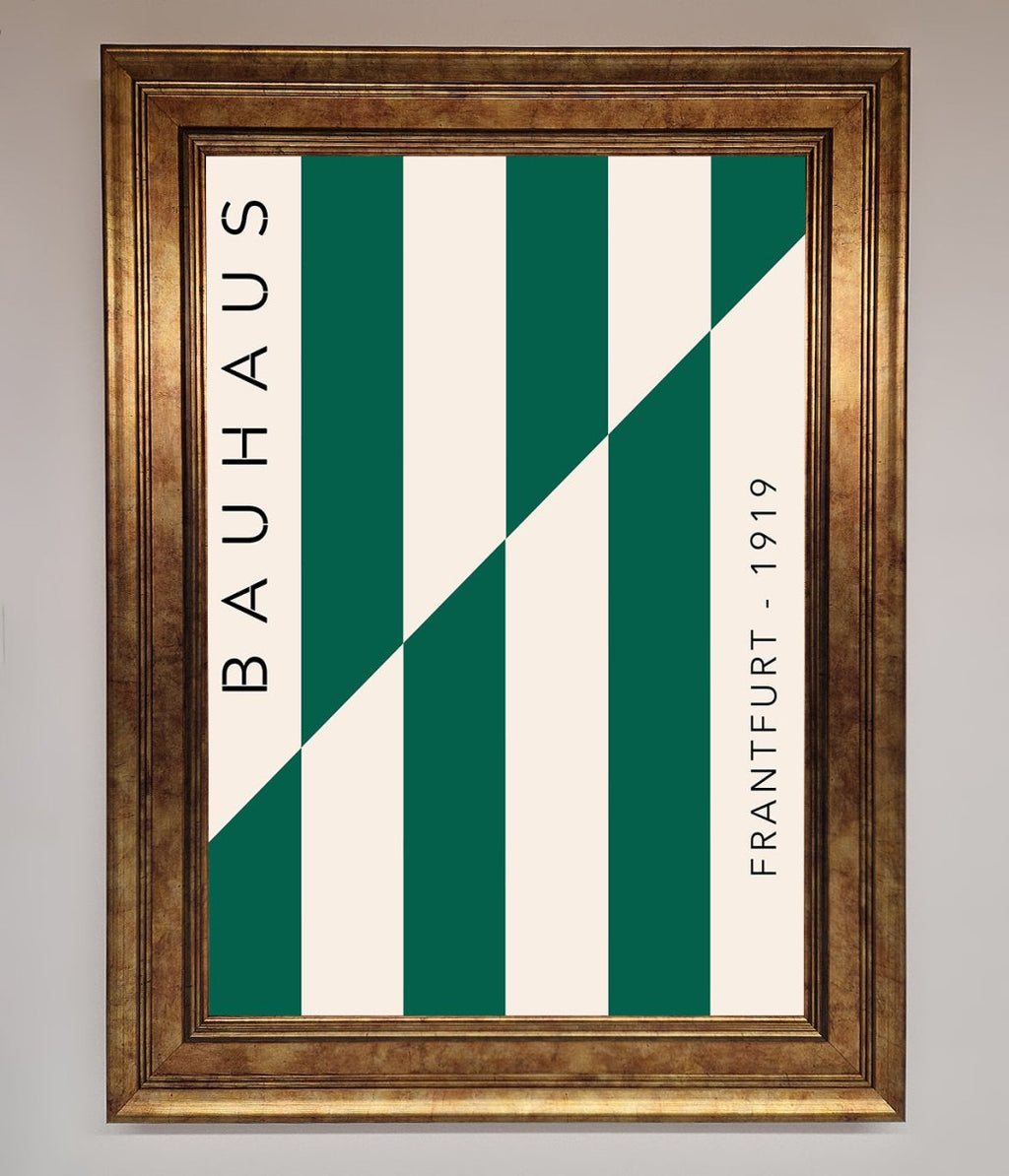 Green and White Bauhaus Framed Print