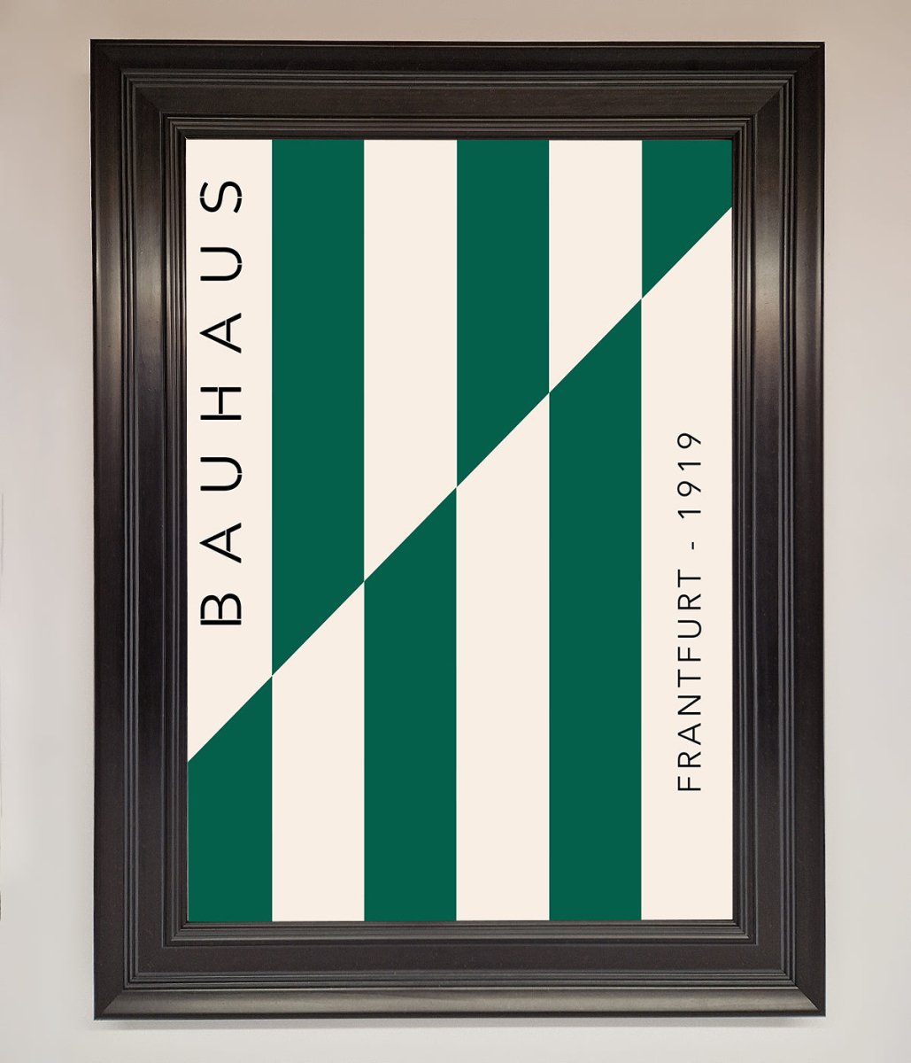 Green and White Bauhaus Framed Print