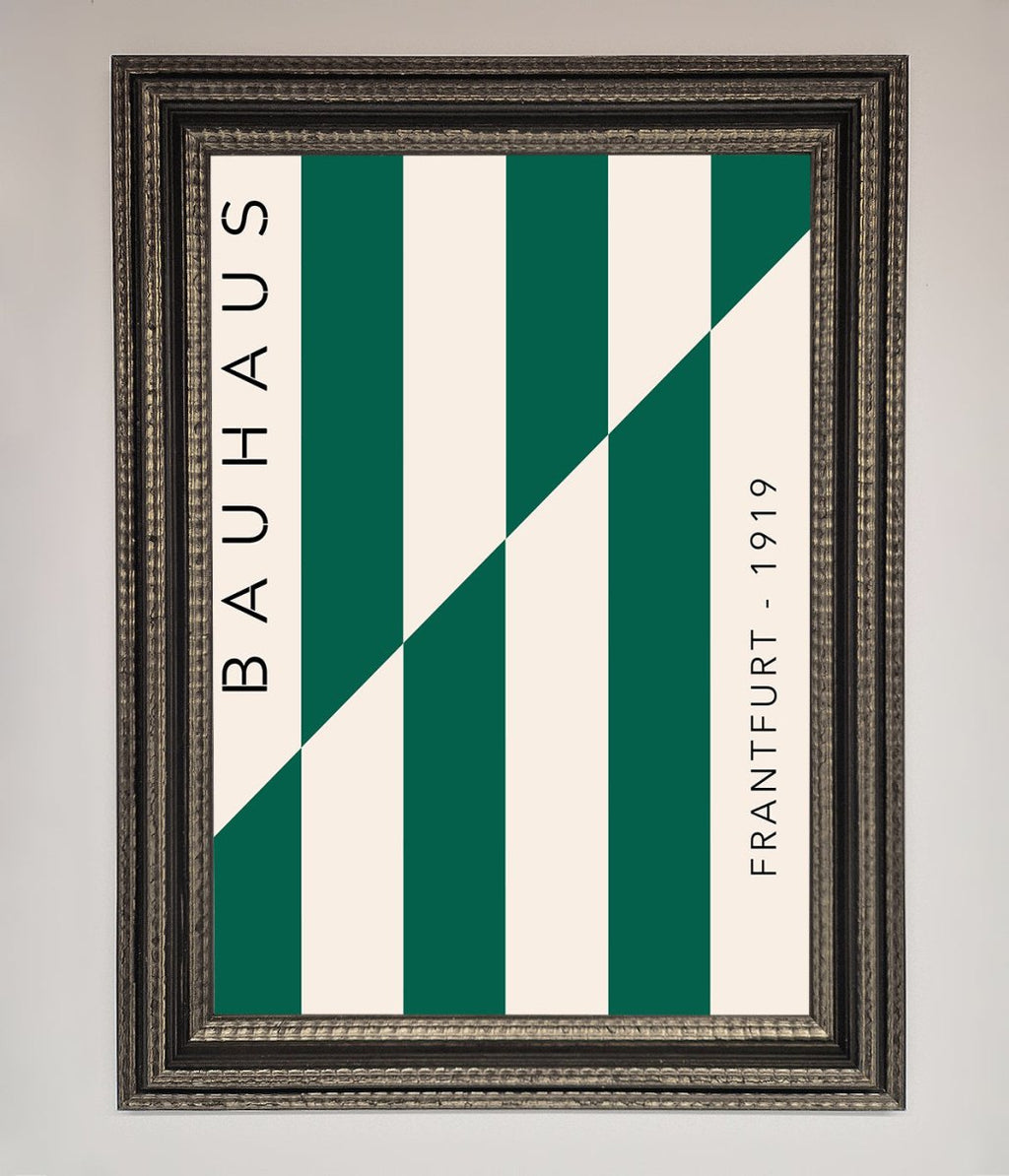 Green and White Bauhaus Framed Print