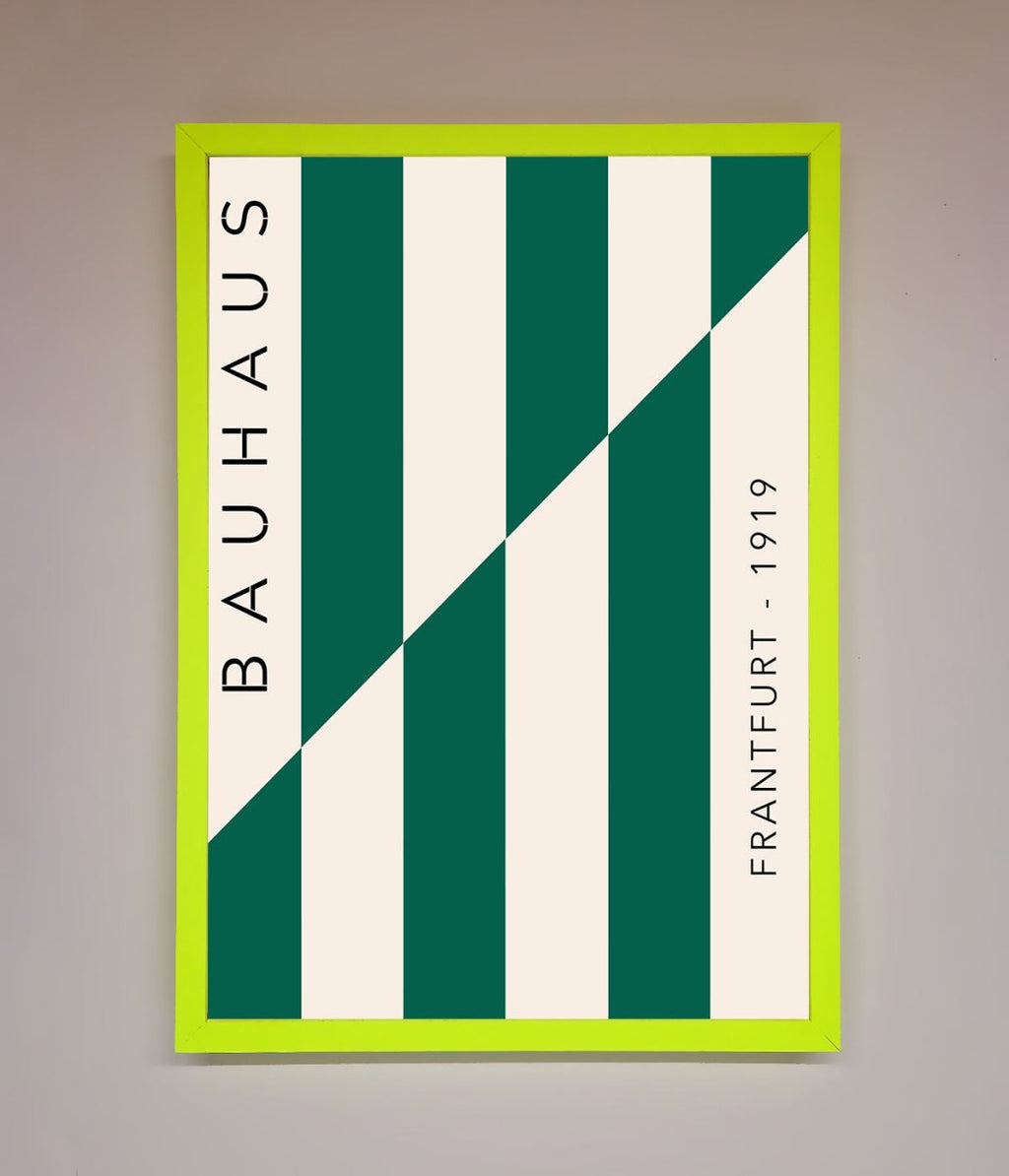 Green and White Bauhaus Framed Print
