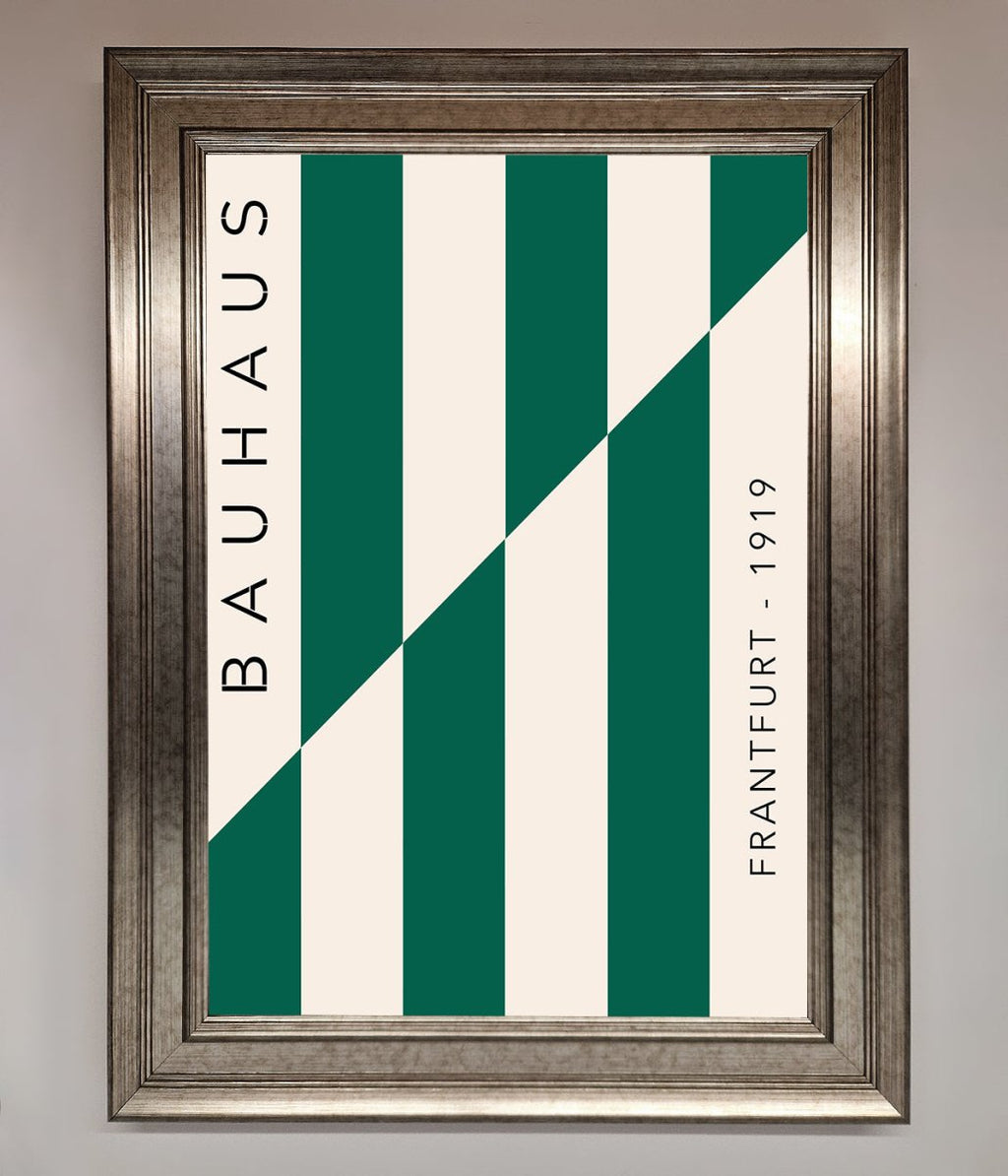 Green and White Bauhaus Framed Print