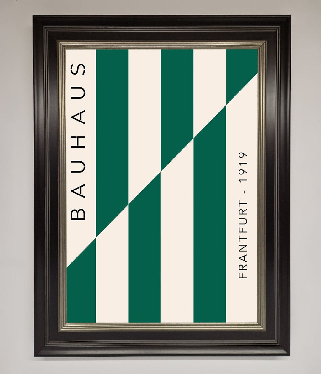 Green and White Bauhaus Framed Print