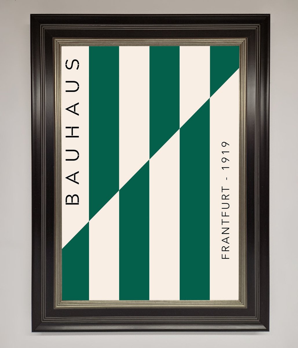 Green and White Bauhaus Framed Print