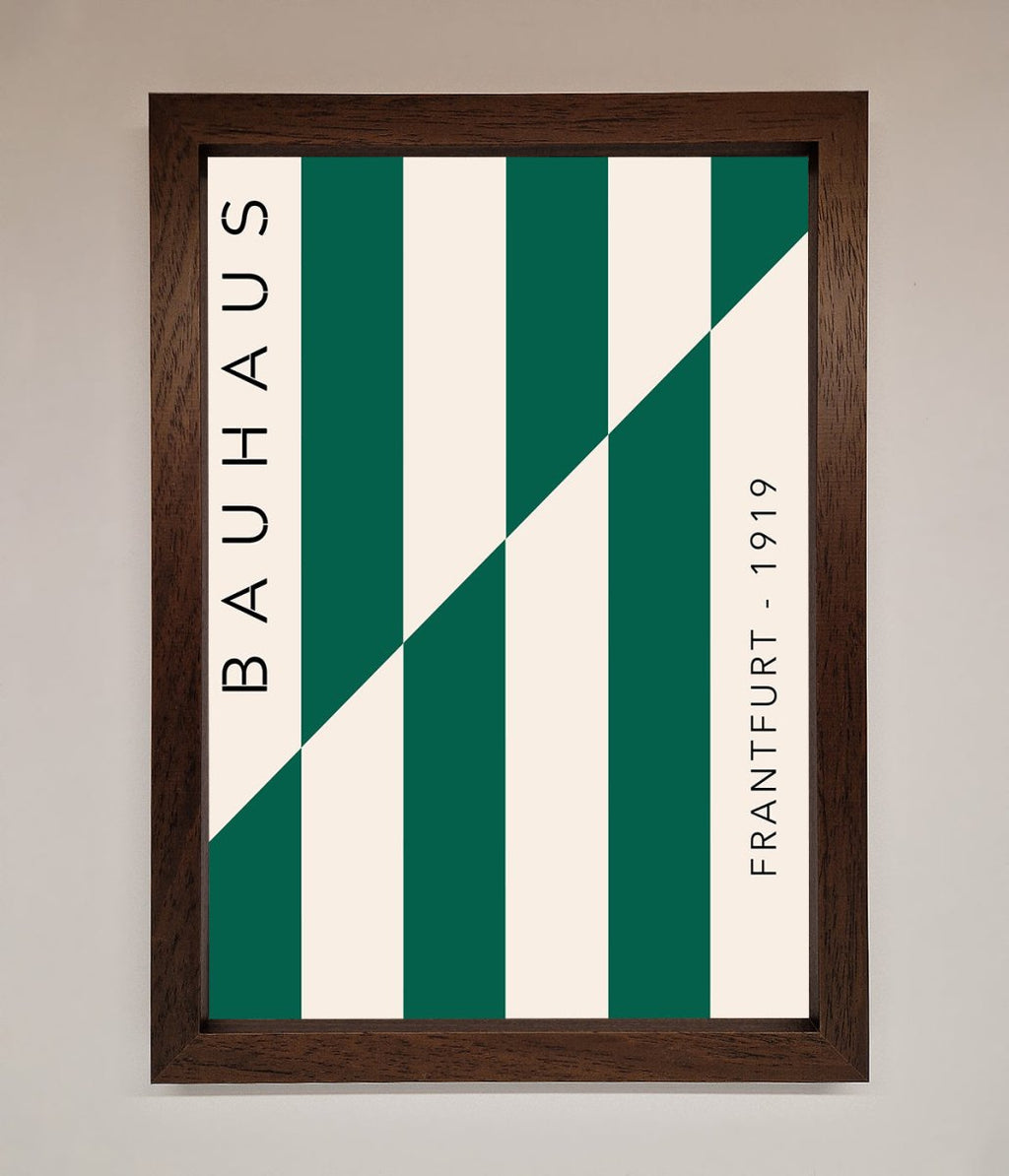 Green and White Bauhaus Framed Print