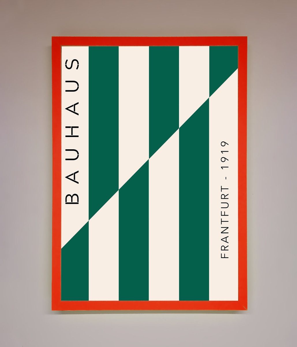 Green and White Bauhaus Framed Print