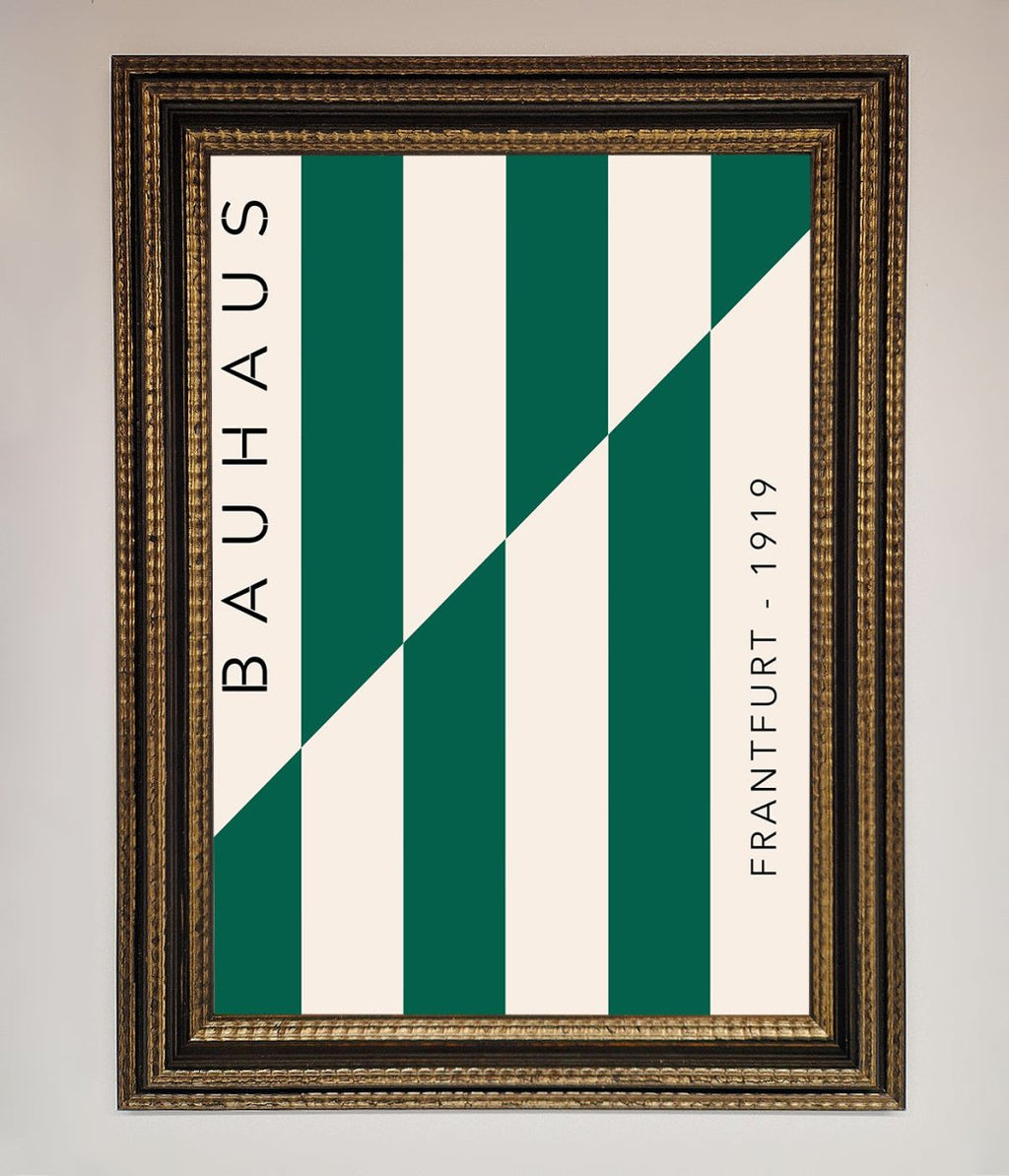 Green and White Bauhaus Framed Print