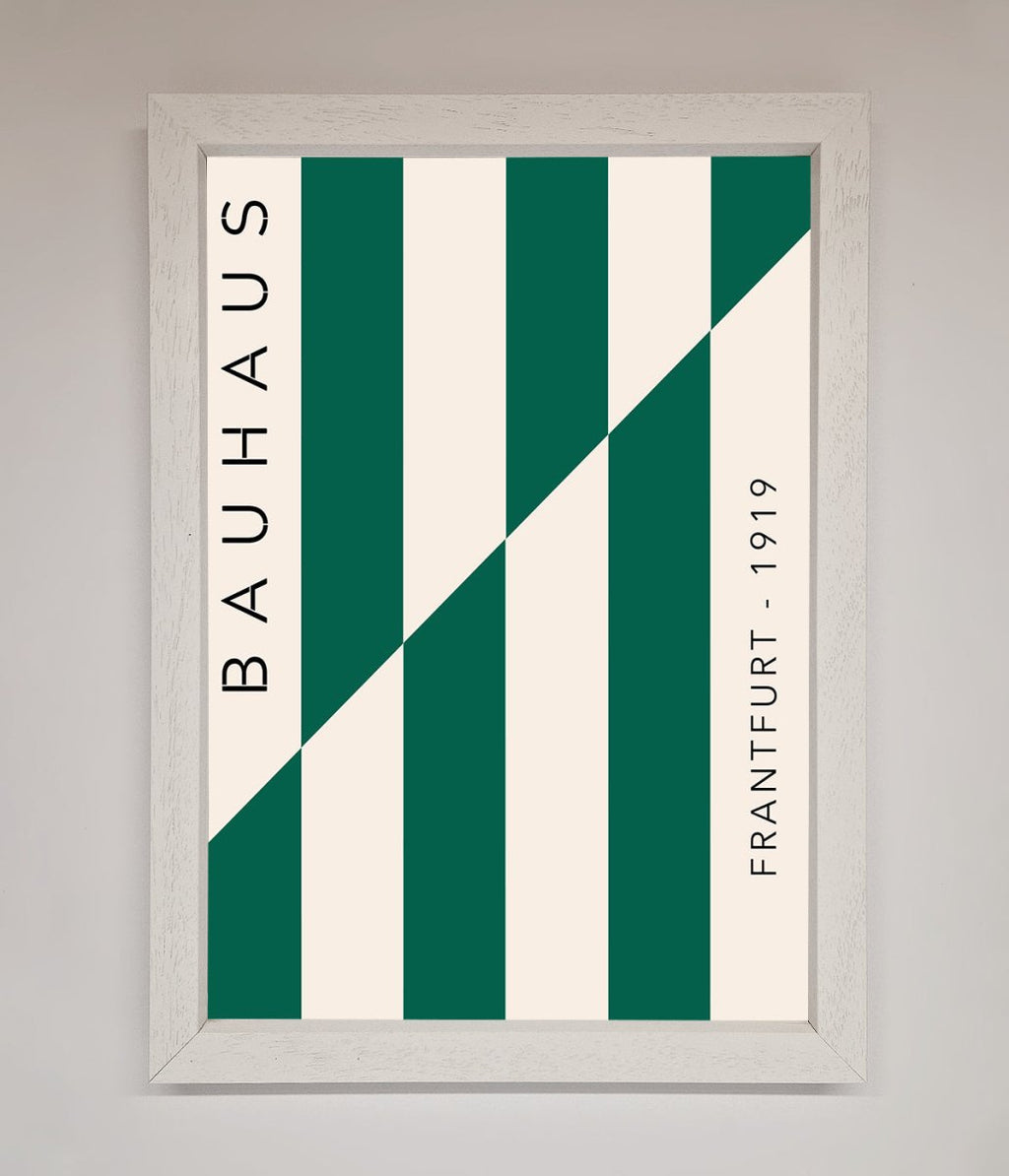 Green and White Bauhaus Framed Print