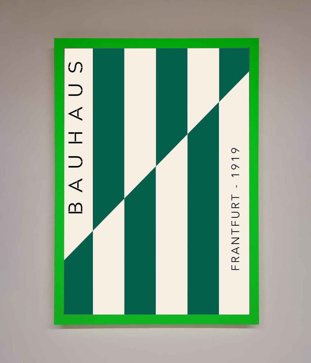 Green and White Bauhaus Framed Print