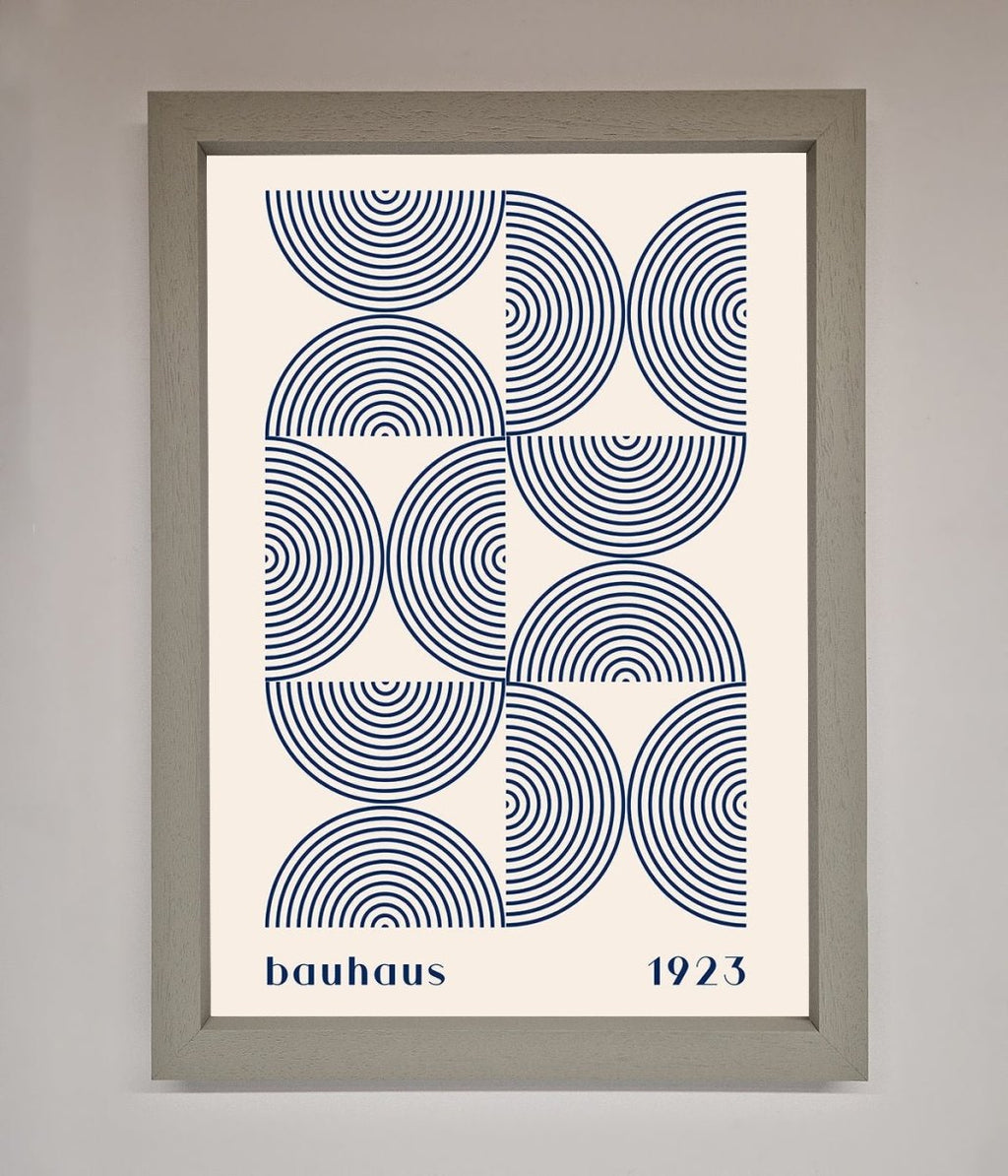 Navy Abstract Bauhaus Print Framed Poster