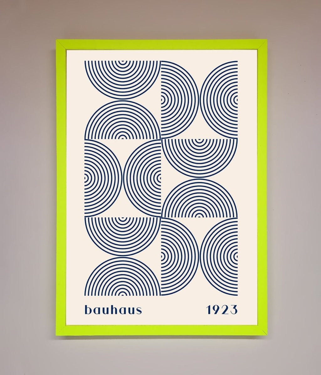 Navy Abstract Bauhaus Print Framed Poster