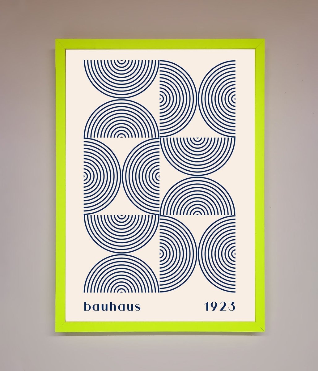 Navy Abstract Bauhaus Print Framed Poster