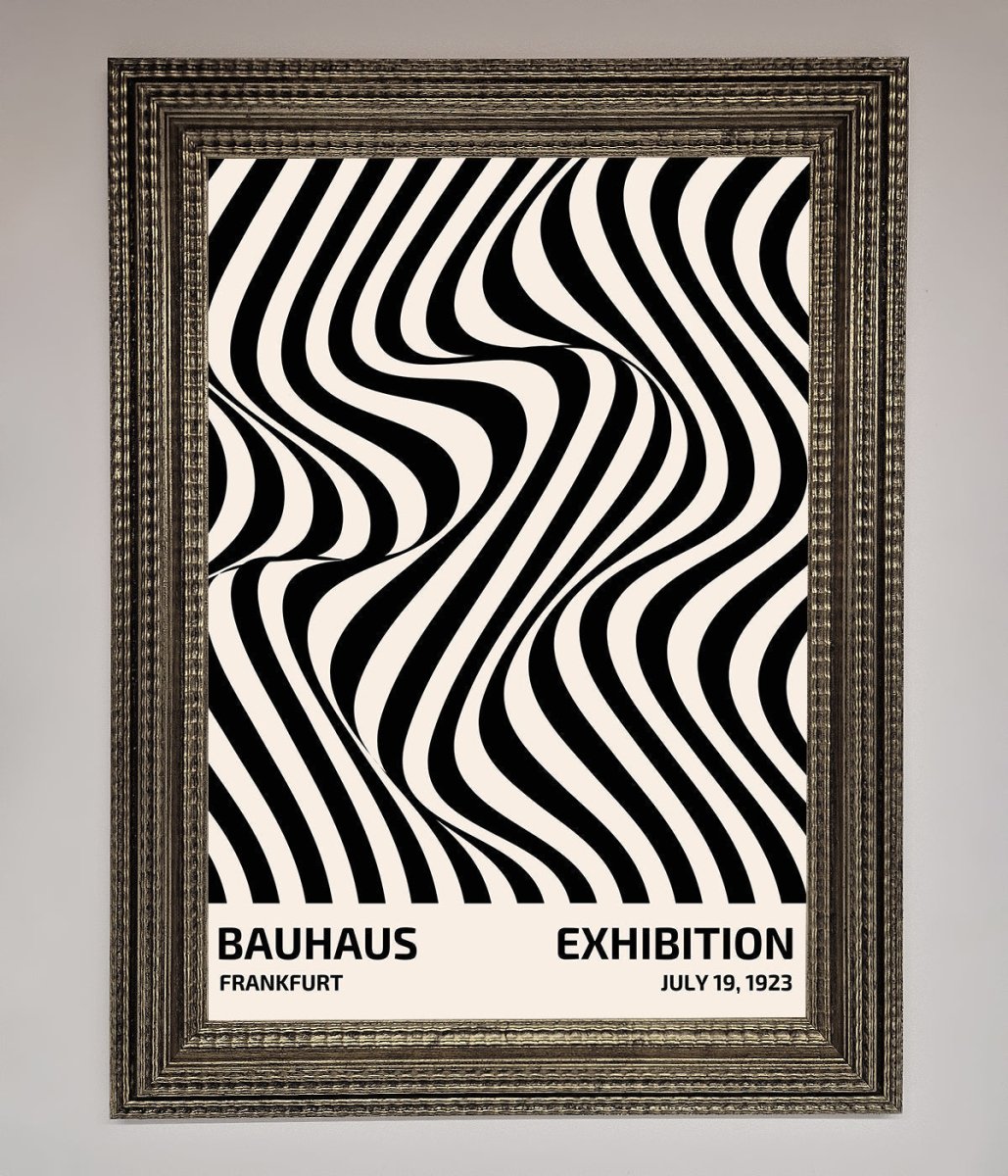 Wavy Black Lines Framed Poster