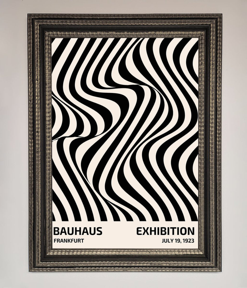 Wavy Black Lines Framed Poster