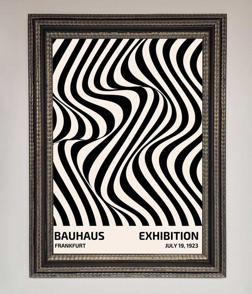 Wavy Black Lines Framed Poster