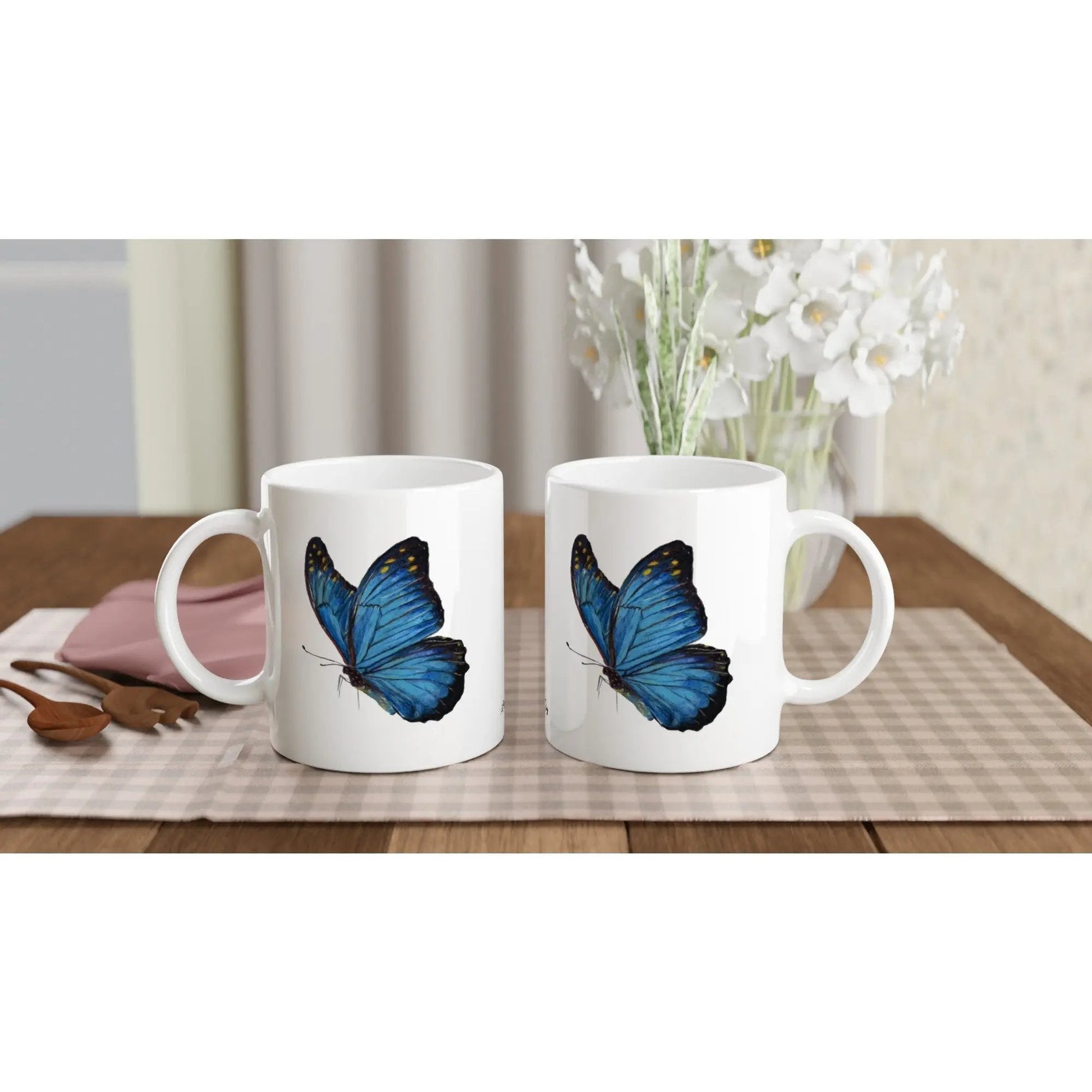 Blue Butterfly 11oz Ceramic Coffee Mug