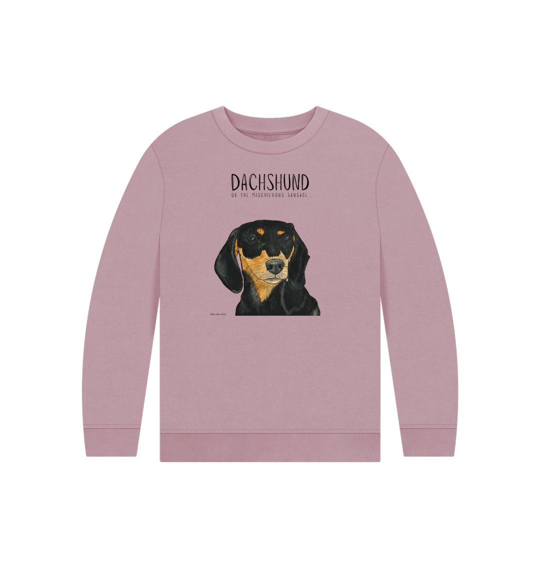 Snuggly Black and Tan Sausage Dog Kids Sweatshirt