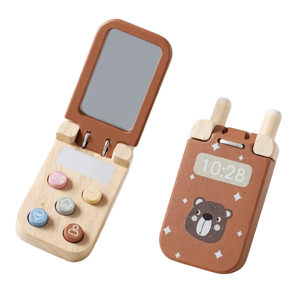 Bear Wooden Flip Phone Toy