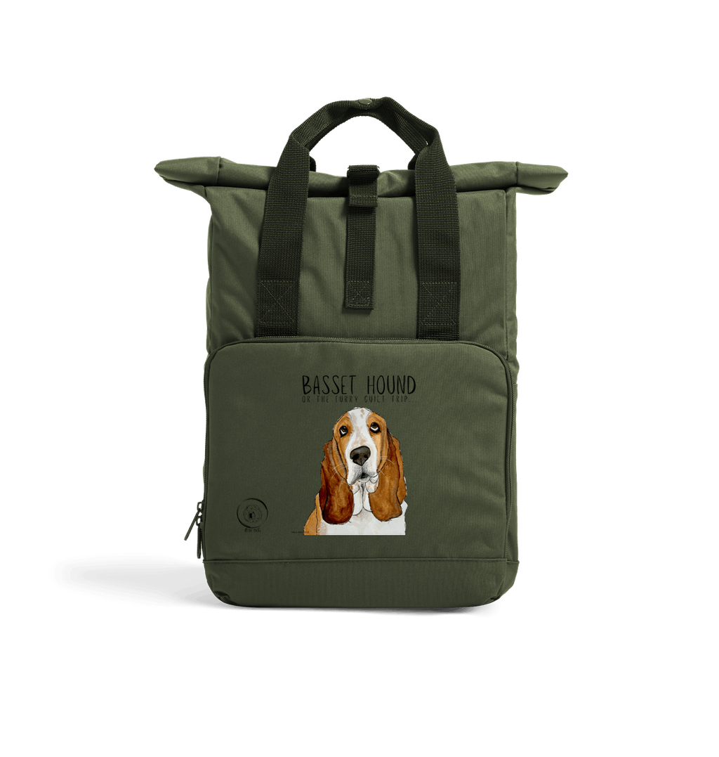 Basset Hound Roll Top Backpack Sustainable Stylish