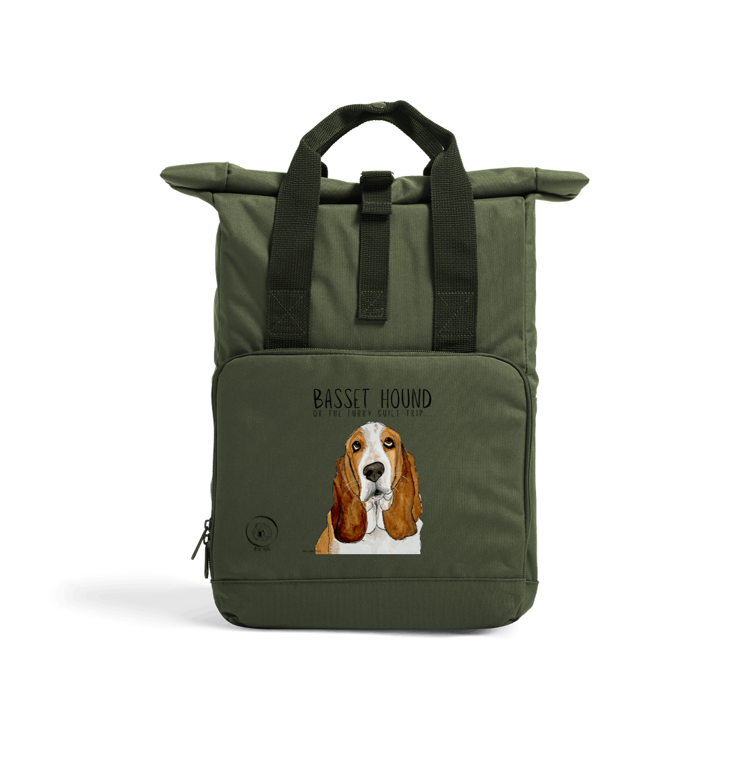 Basset Hound Roll Top Backpack Sustainable Stylish