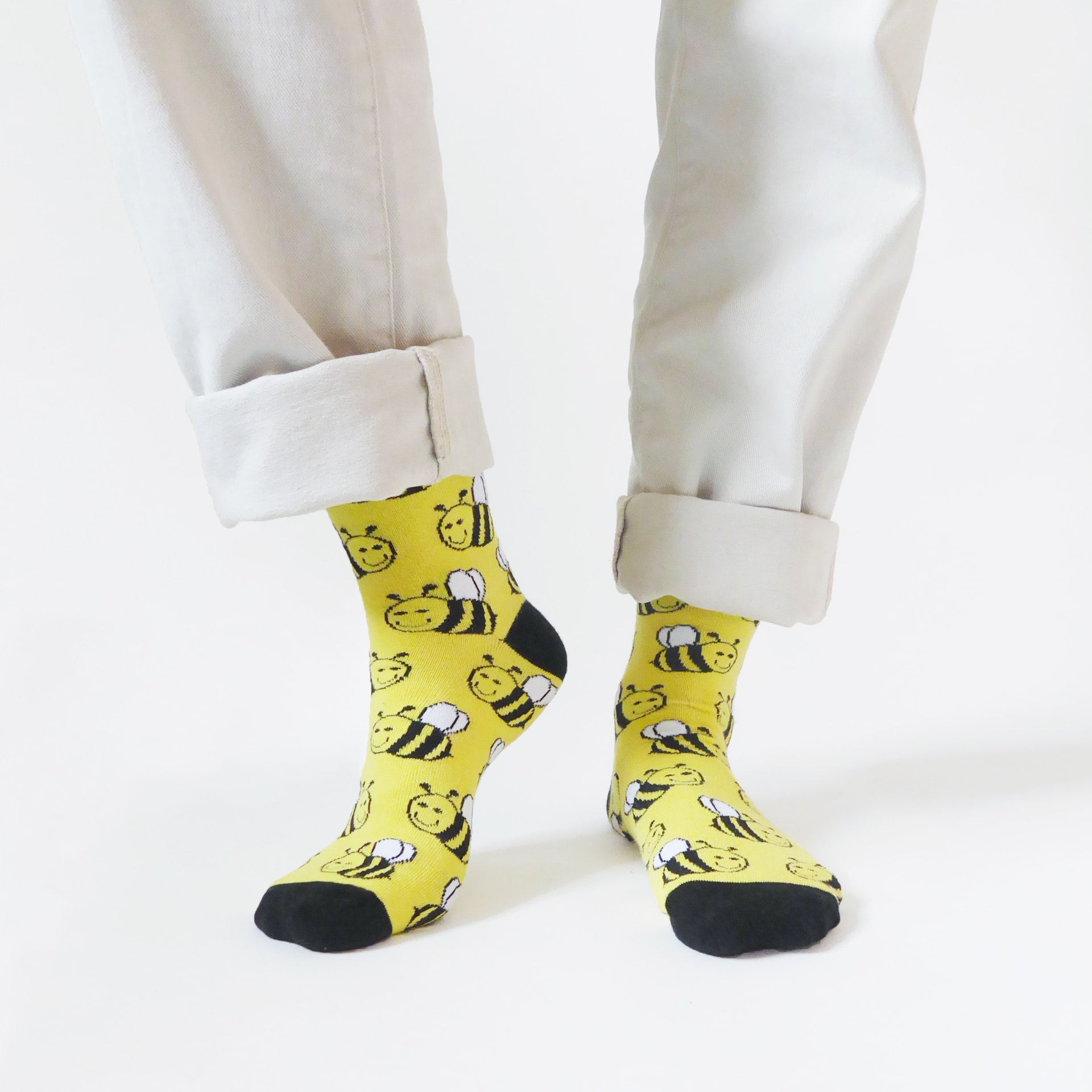 Save the Bees Bamboo Socks in Yellow
