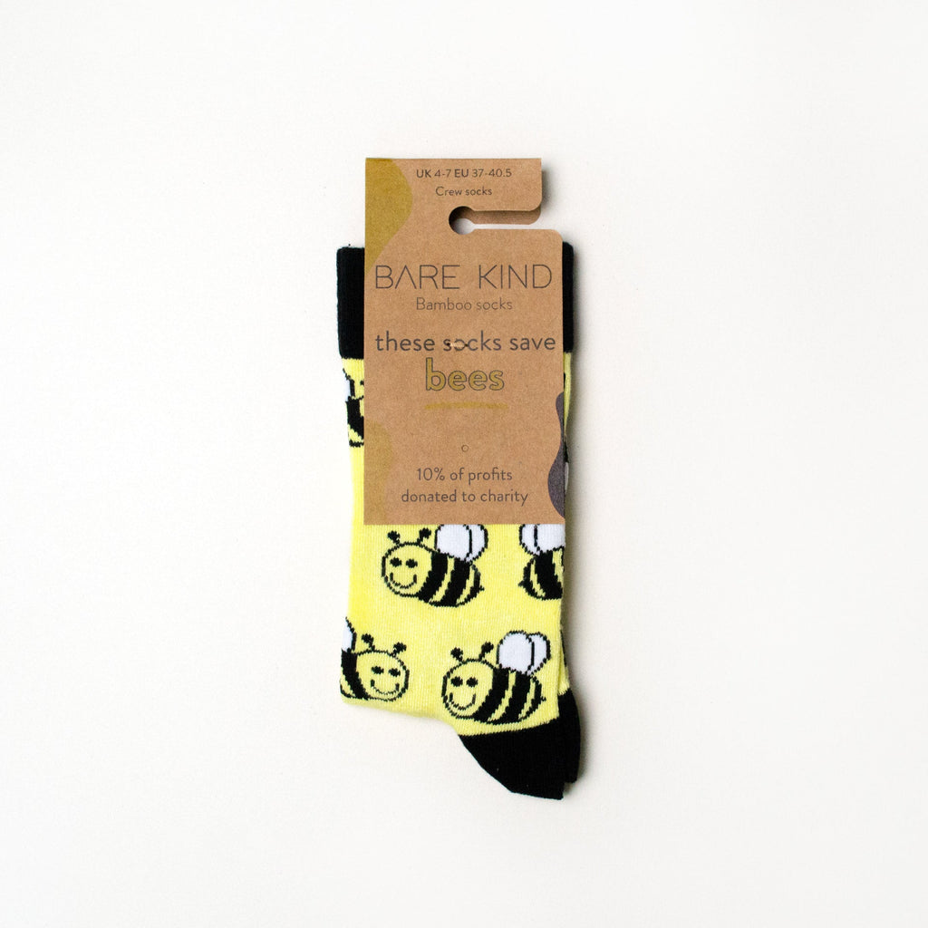 Save the Bees Bamboo Socks in Yellow