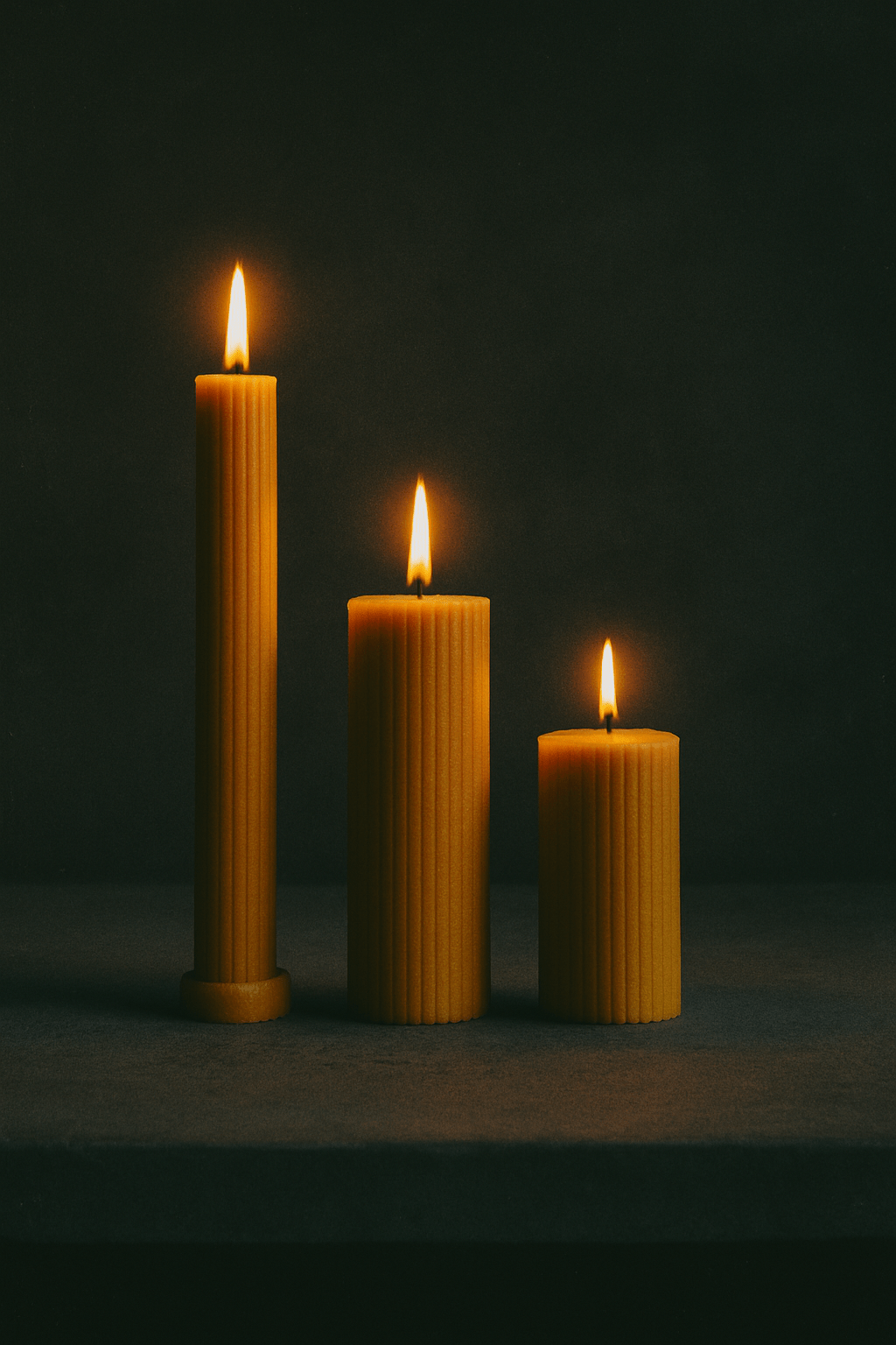 Pure Beeswax Pillar Candles Set of 3