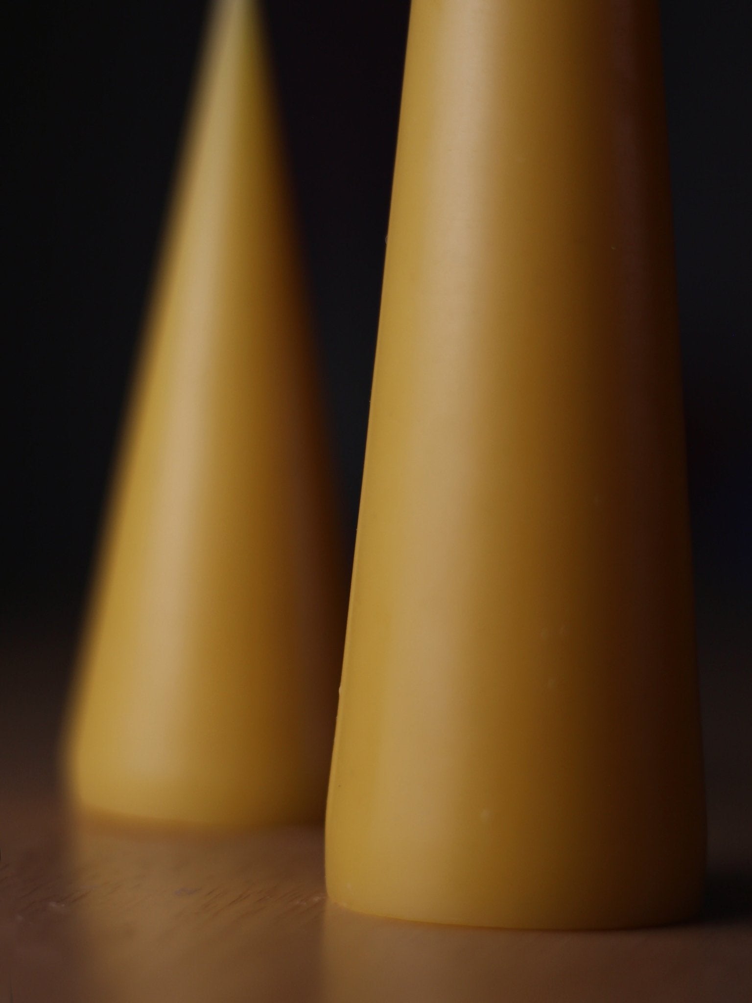 Double Cone Beeswax Pillar Candles Set of 2