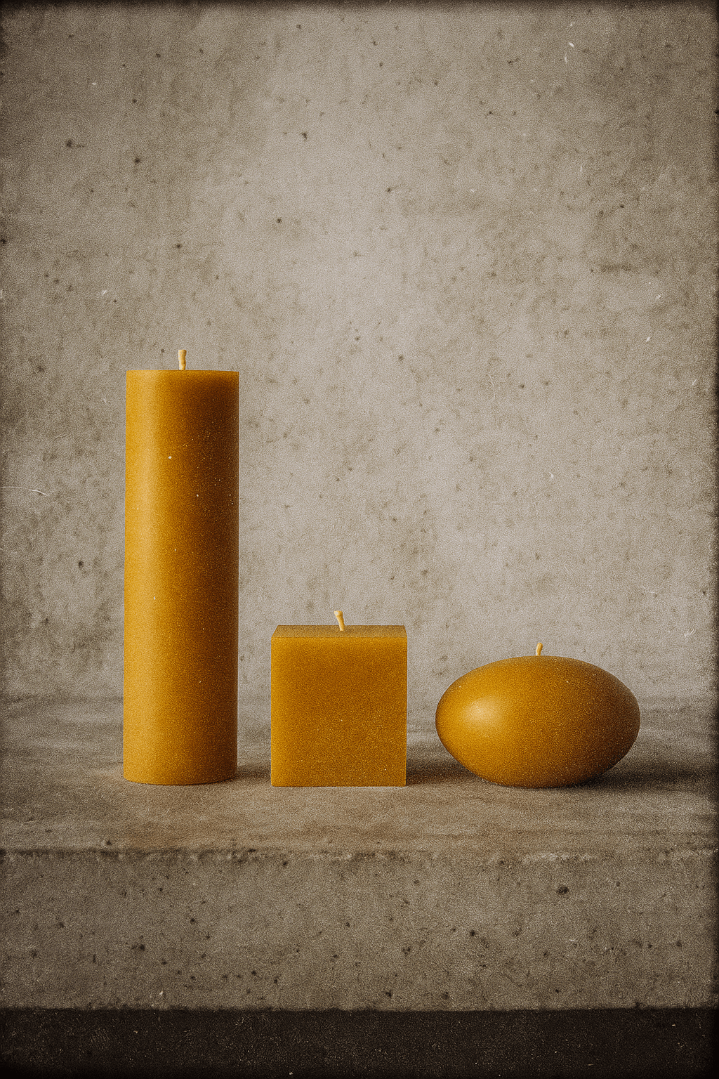Geometric Beeswax Pillar Candles Set of 3