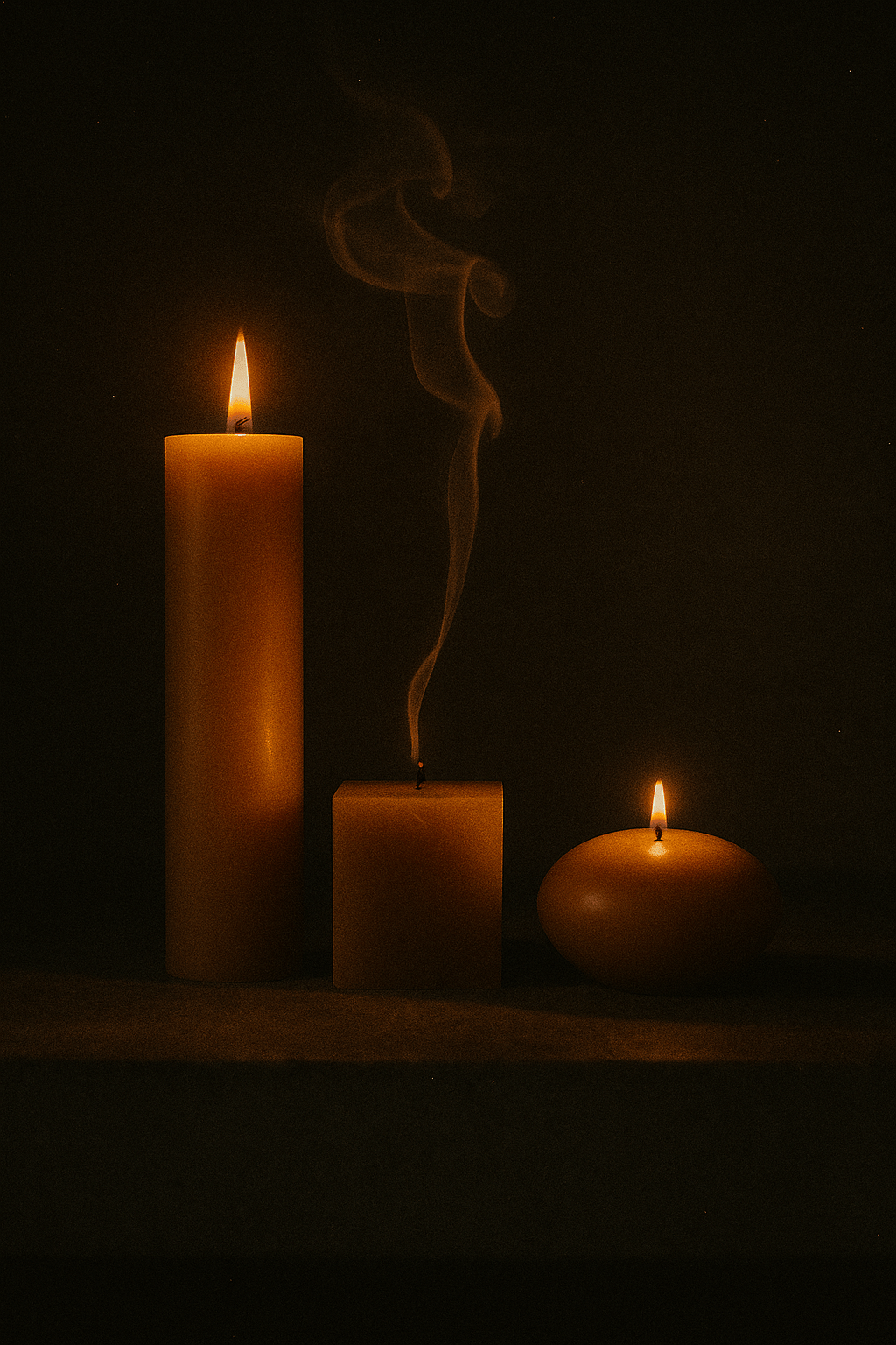 Geometric Beeswax Pillar Candles Set of 3