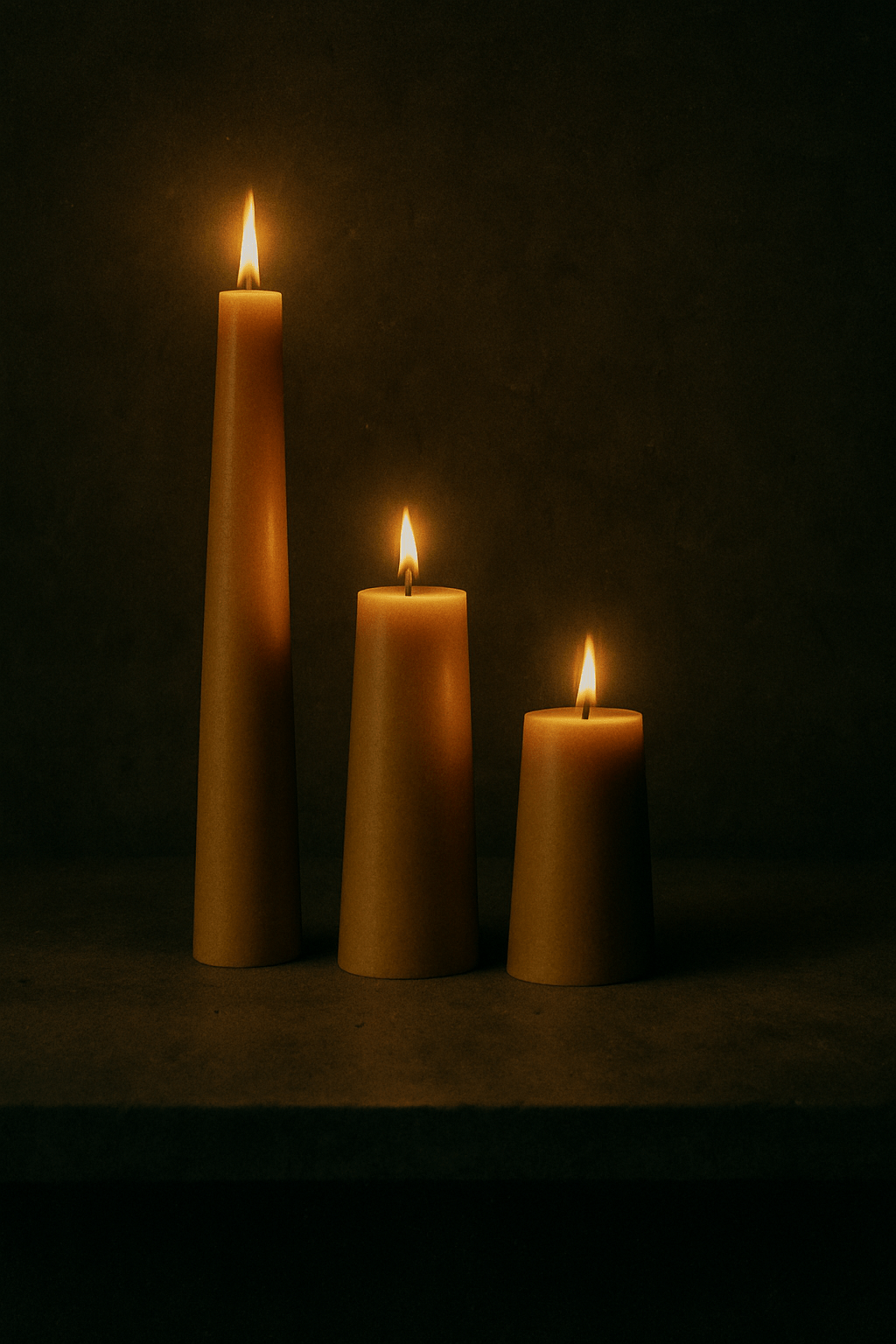 Beeswax Pillar Candles Set of 3