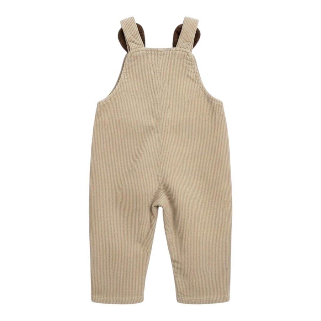 Beige Corduroy Dungarees with Bear Ear Detail