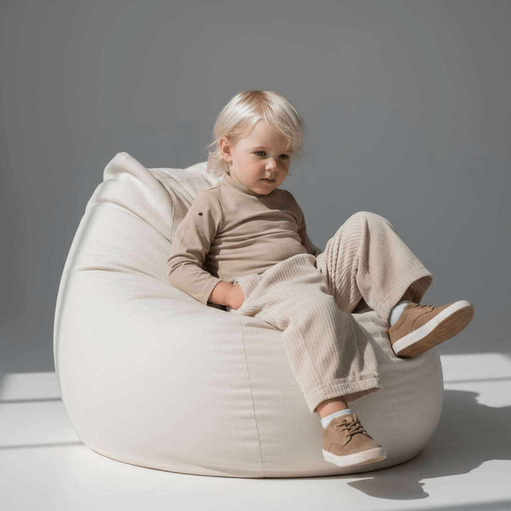 Beige Ribbed Trousers for Kids