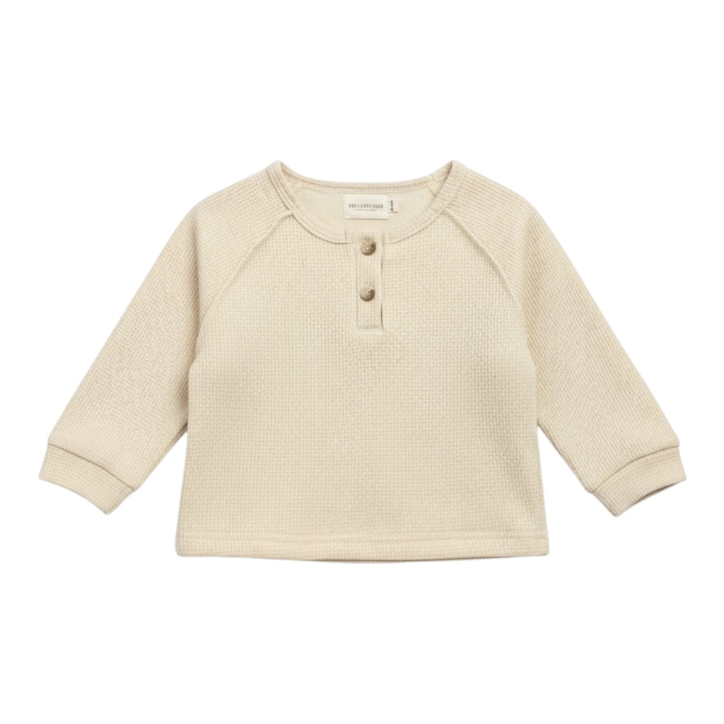 Beige Thick Long Sleeve Top in Soft Cotton Blend