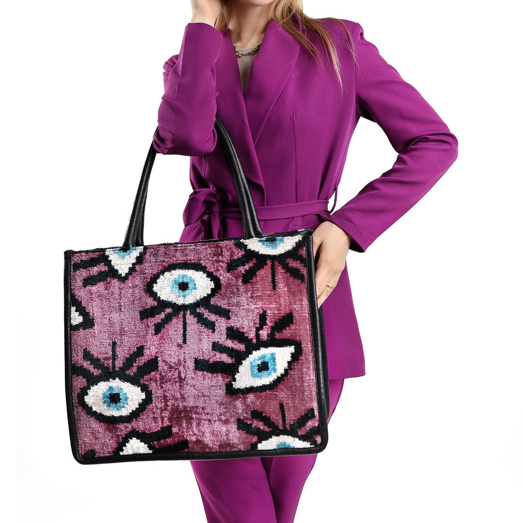 Luxurious Silk & Leather Bernadette Tote – Spacious & Handmade by Jkel at www.brixbailey.com