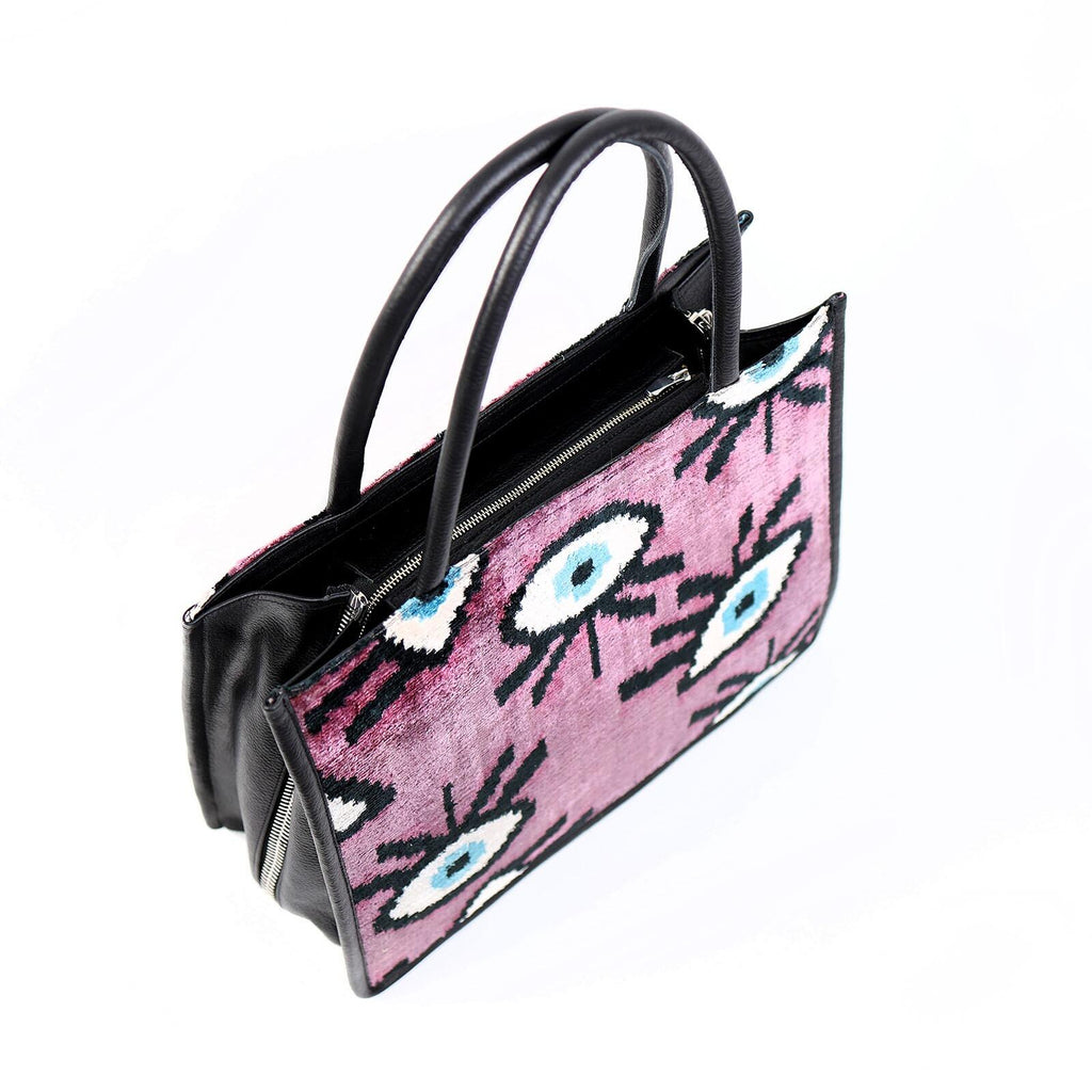 Luxurious Bernadette Silk & Leather Tote Bag – Spacious & Handmade by Jkel at www.brixbailey.com