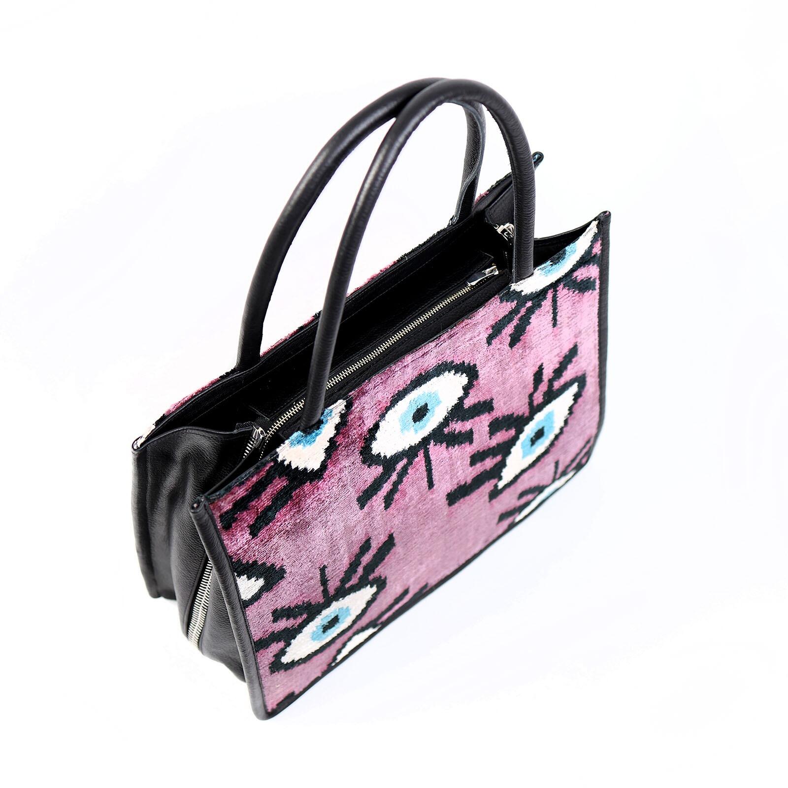 Luxurious Bernadette Silk & Leather Tote Bag – Spacious & Handmade by Jkel at www.brixbailey.com