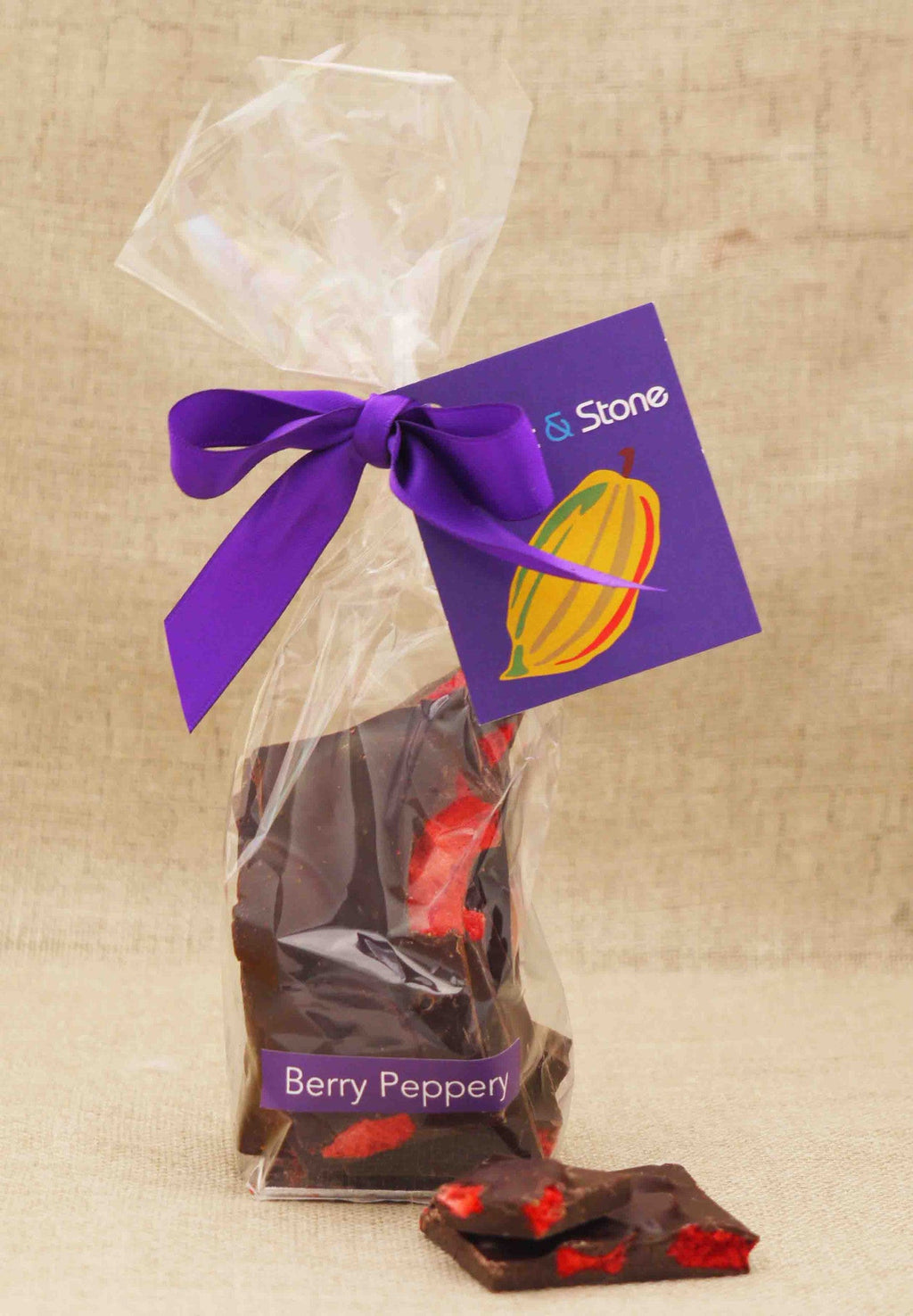 Handmade Berry Peppery 70 Percent Dark Chocolate Shards