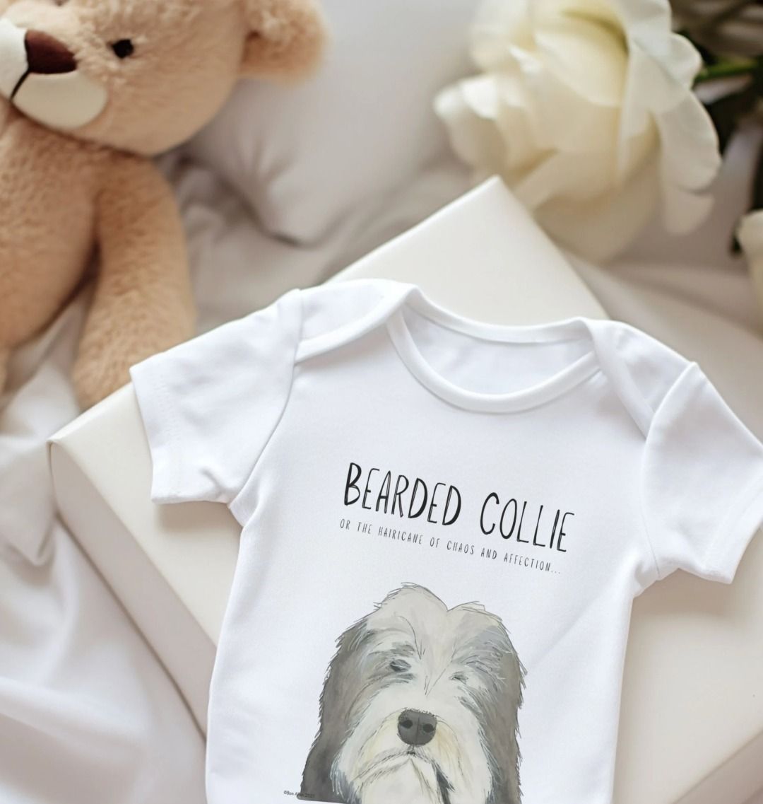 Bearded Collie Baby Bodysuit Organic Cotton