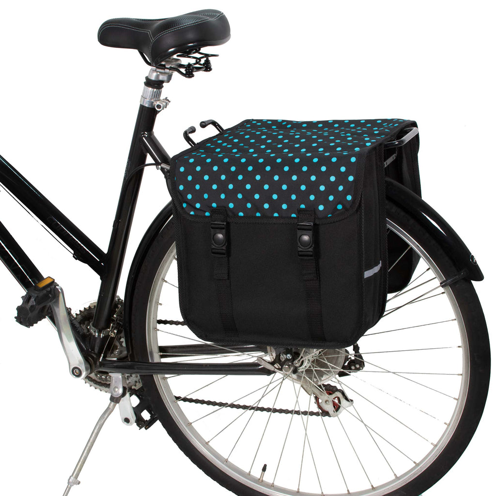 Classic Bicycle Double Pannier Bag in Blue Polka Dots