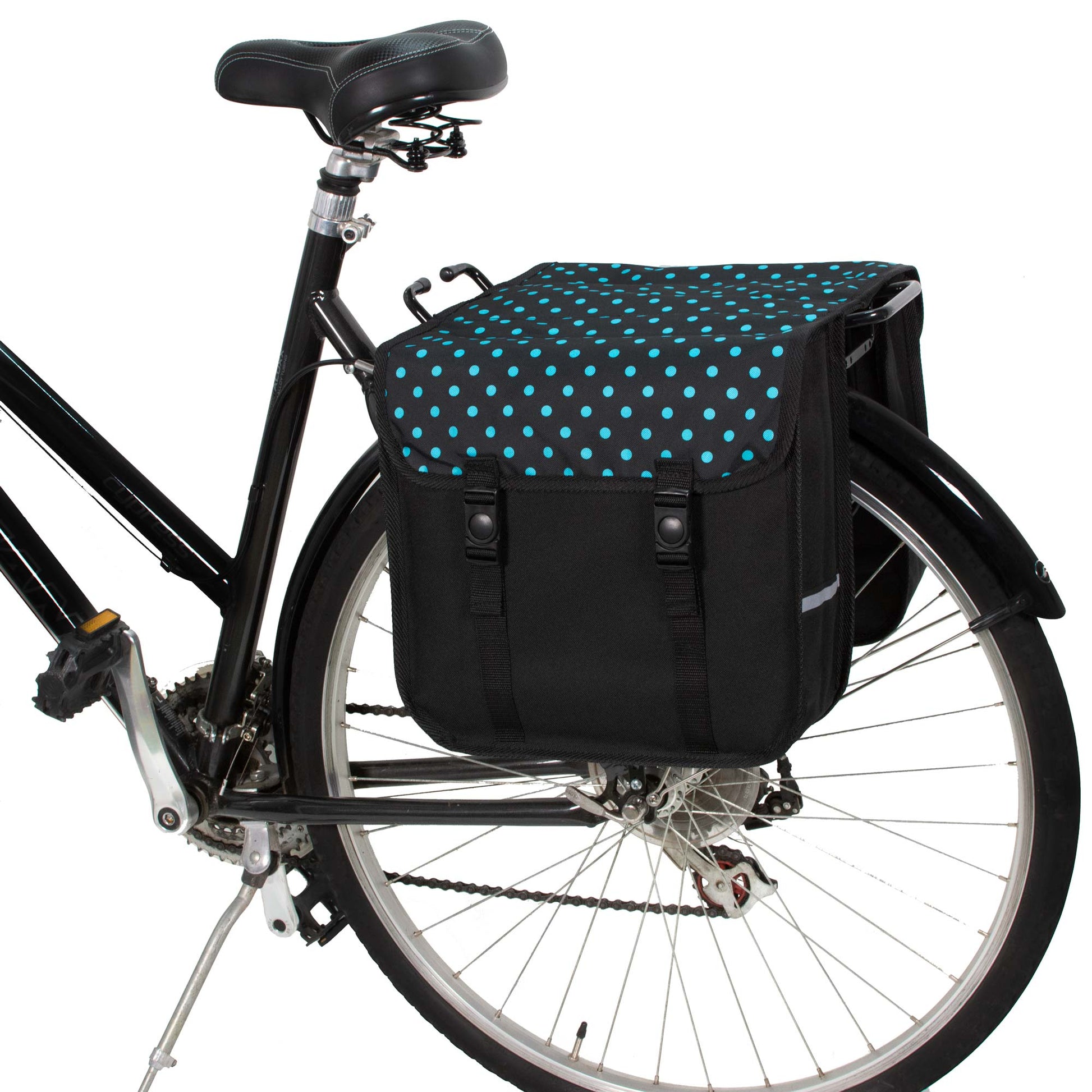 Classic Bicycle Double Pannier Bag in Blue Polka Dots