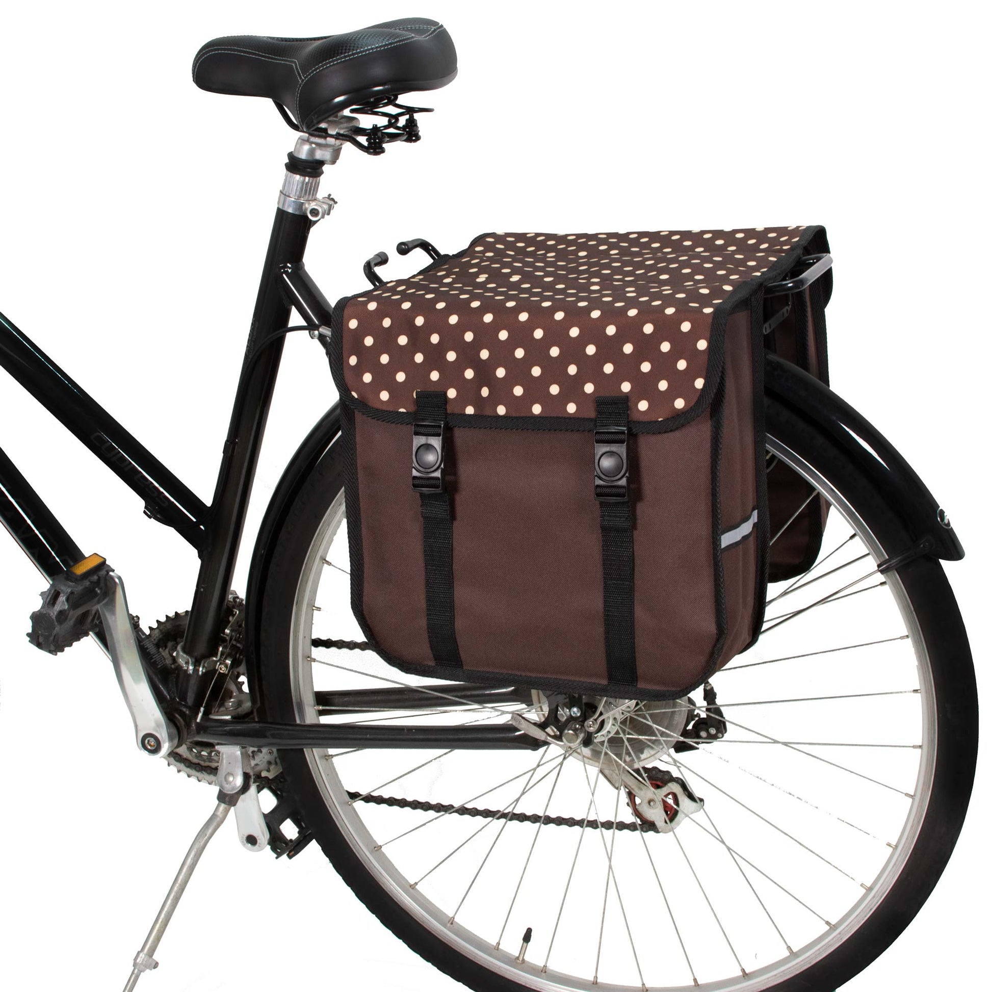 Classic Bicycle Double Pannier Bag in Polka Dots on Brown