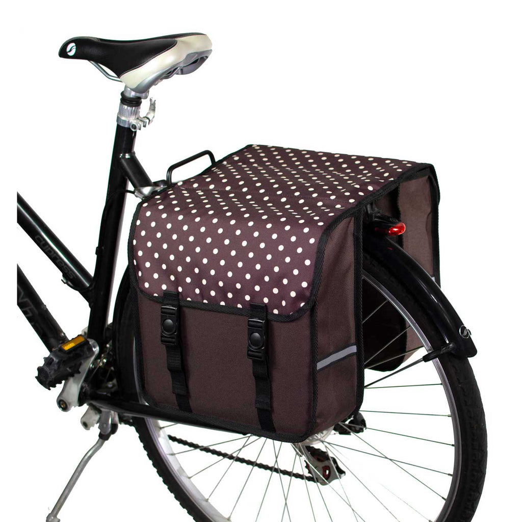 Classic Bicycle Double Pannier Bag in Polka Dots on Brown