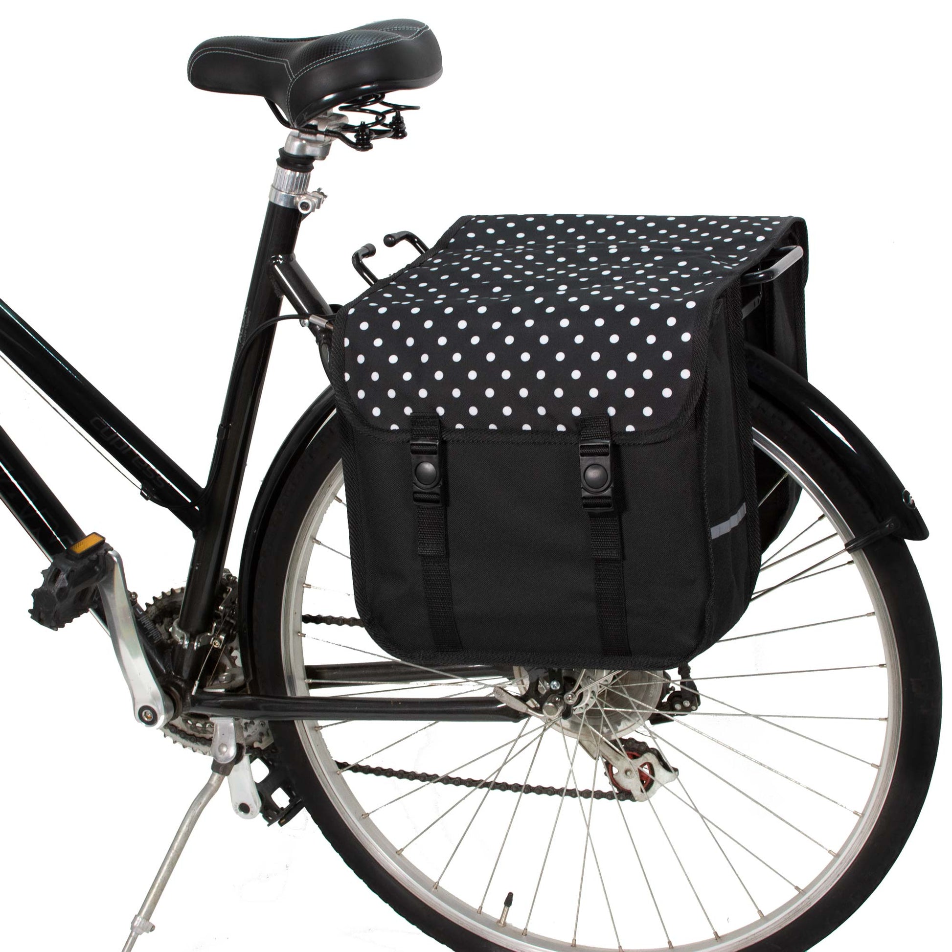 Classic Bicycle Double Pannier Bag in White Polka Dots