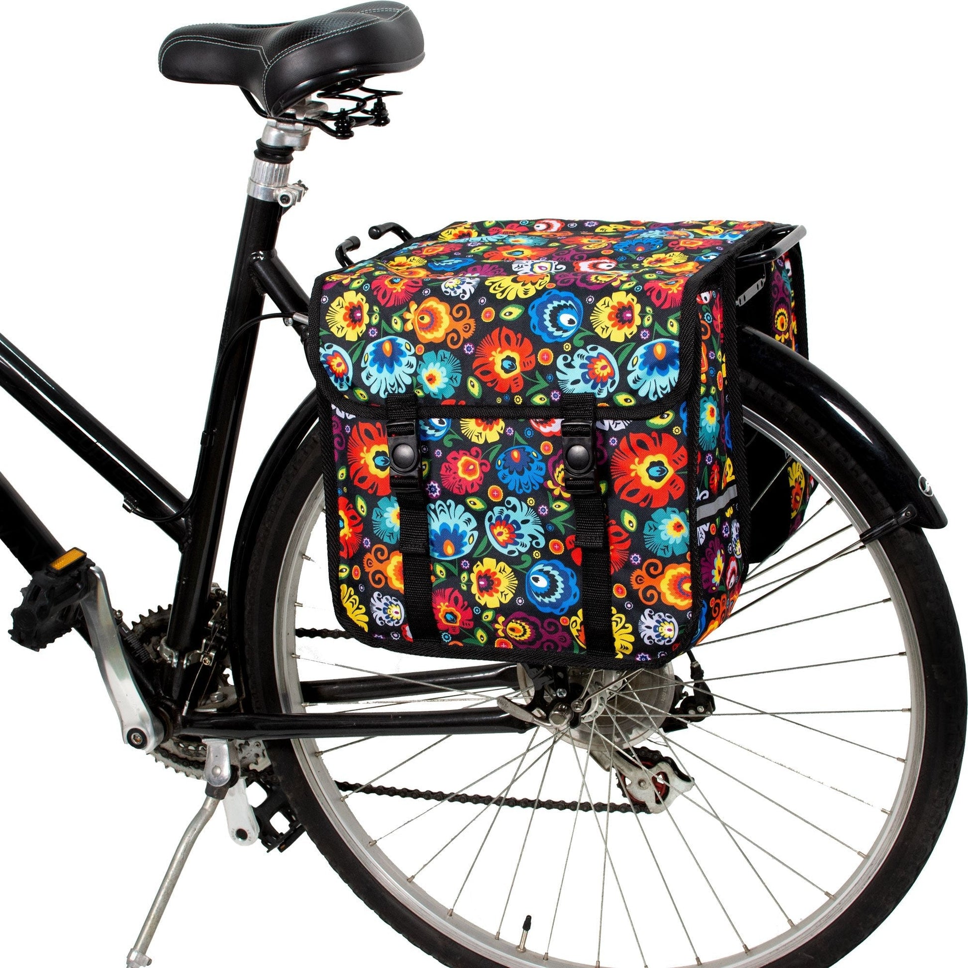 Bicycle Double Pannier Bag in Folklore Flowers
