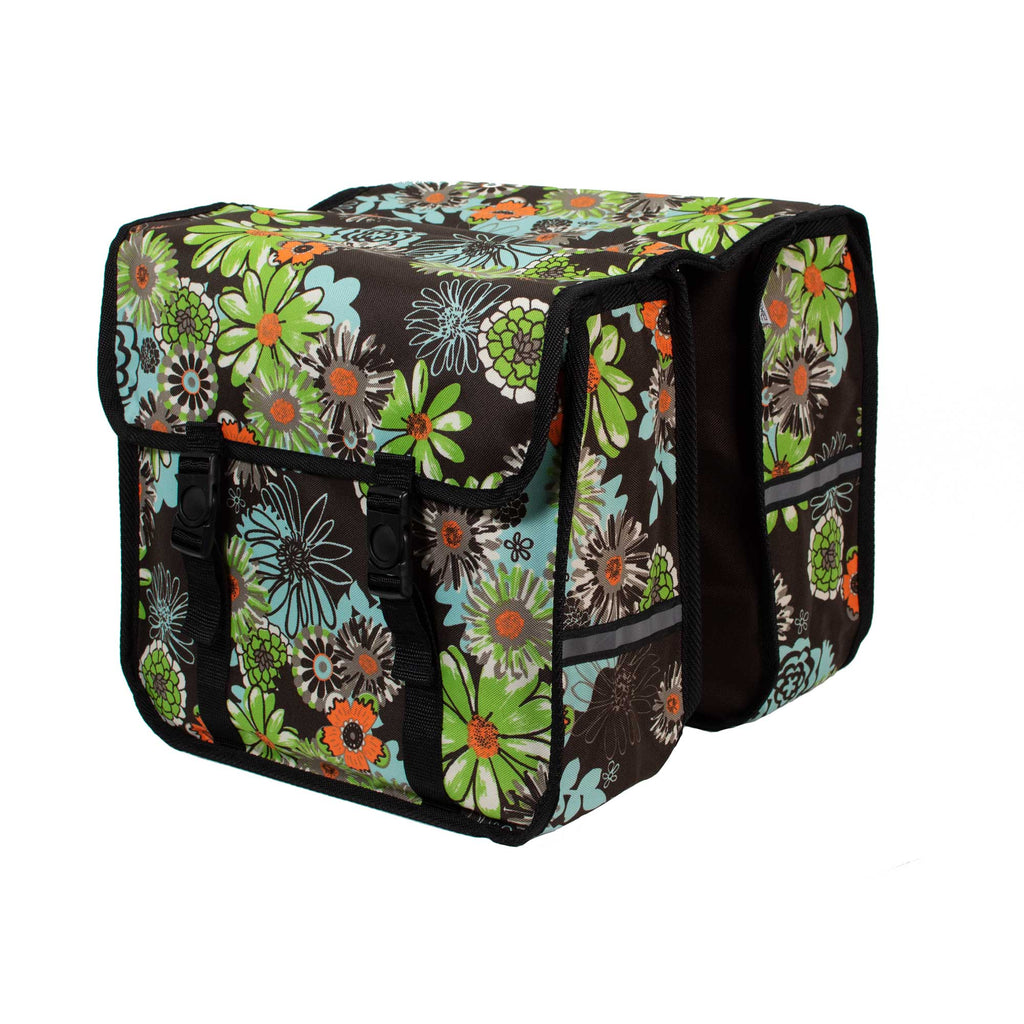 Classic Bicycle Double Pannier Bag in Green Meadow