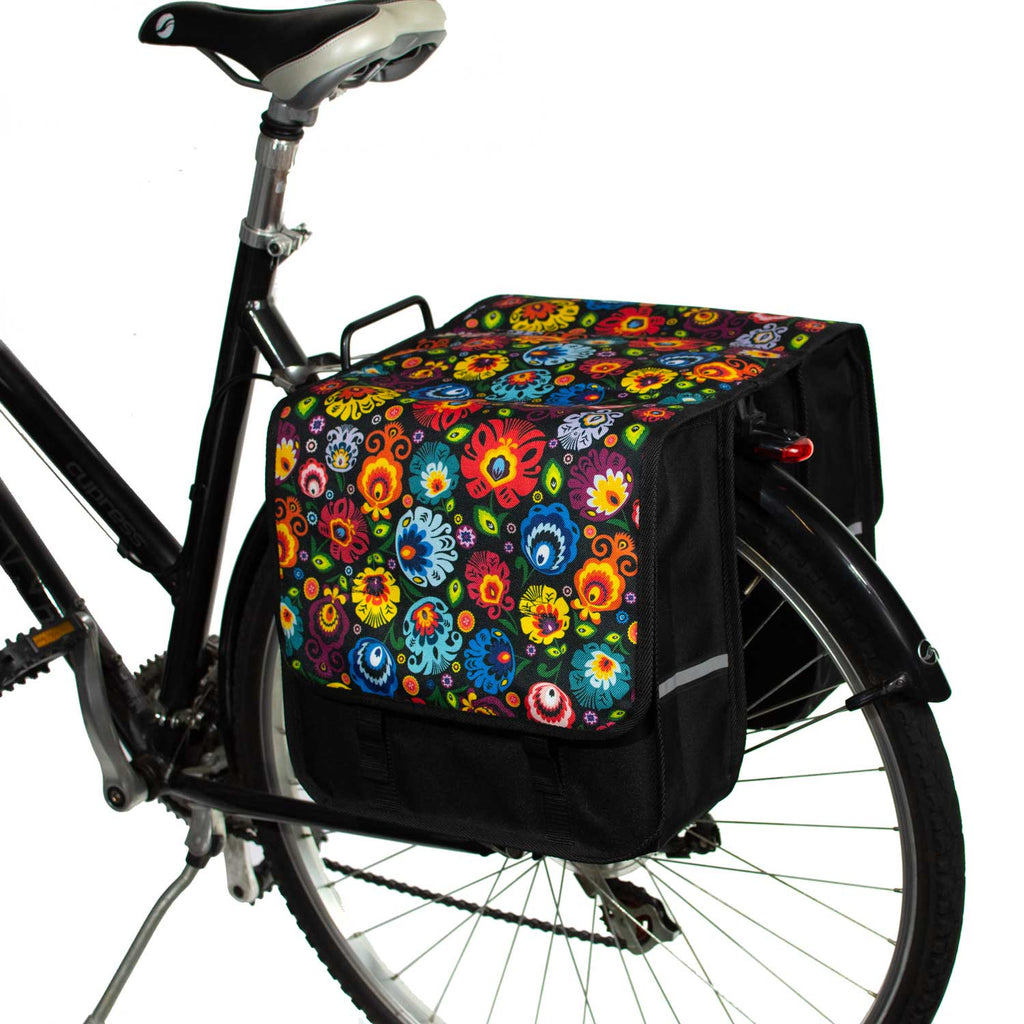 Classic Bicycle Double Pannier Bag in Folklore Flowers