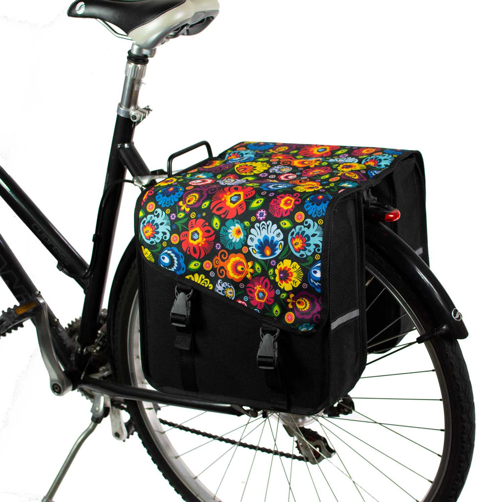 Bicycle Double Panniers in Folklore Flowers