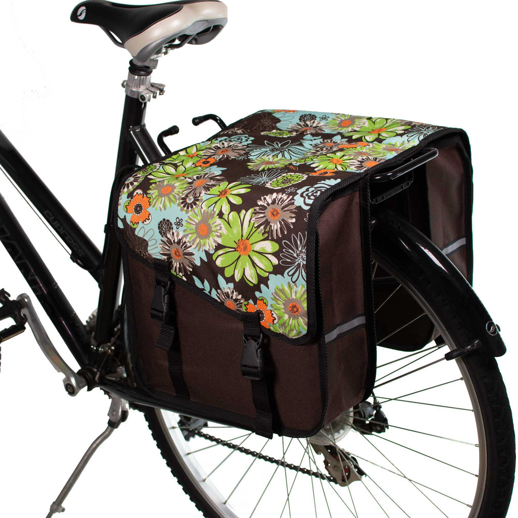 Classic Bicycle Double Panniers in Green Meadow