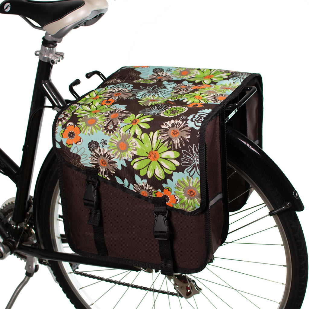 Classic Bicycle Double Panniers in Green Meadow